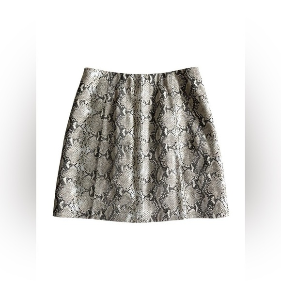 Wild Honey Mini Skirt Gray & Ivory Vegan Snakeskin Leather | Size Large - Picture 9 of 13